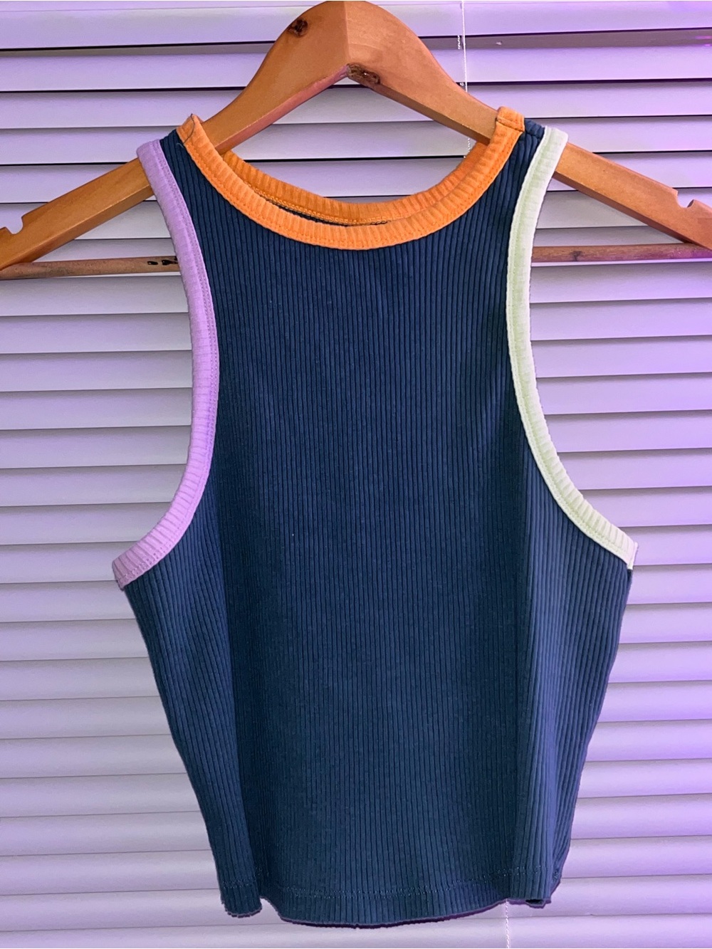 Ribbed Tank Top with Color-Block Trim